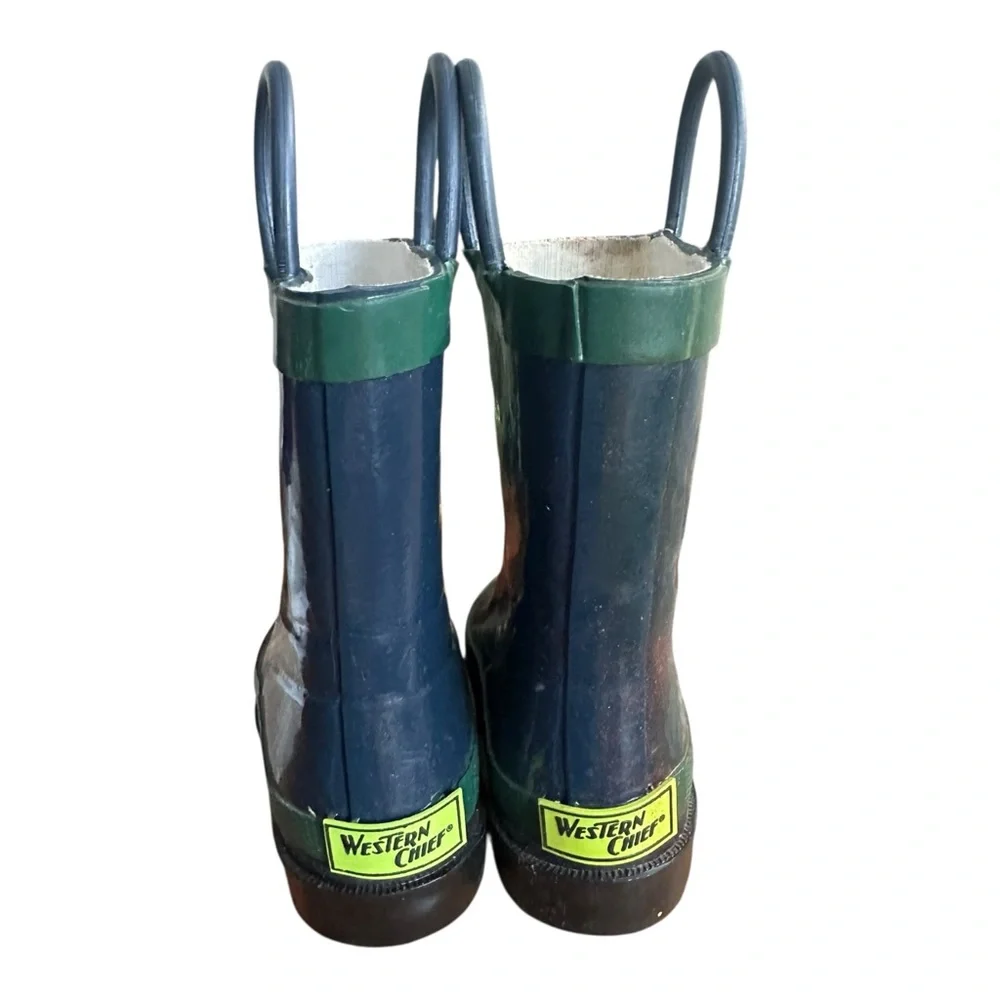 Youth Kids Western Chief Rubber Rain Boots Size 5/6Y – Navy & Green